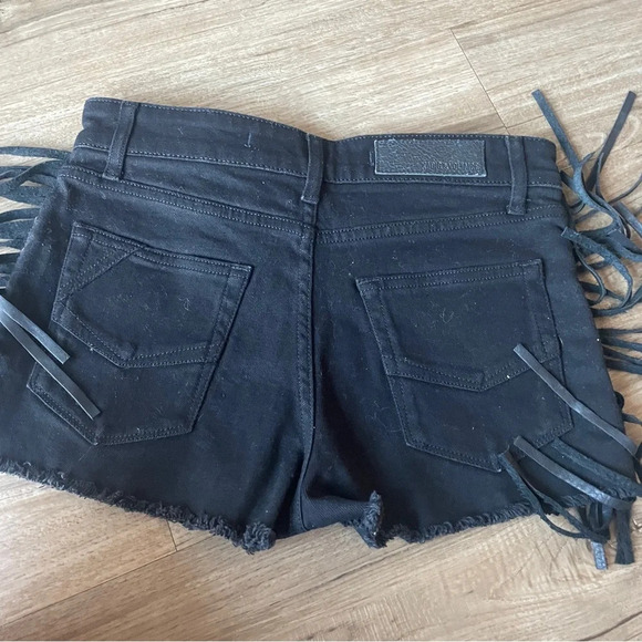 Zadig & Voltaire black denim fringe shorts Sz 36 Small - Picture 7 of 8
